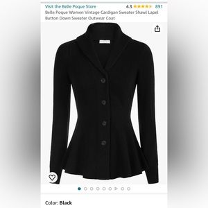 Belle Poque Women Vintage Cardigan Sweater Shawl Lapel Button Down Sweater